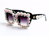 Brand Designer 2017 Sunglasses Women Red Flower Baroque Style Luxury Sunglasses For Ladies Beach Summer Eyewear
