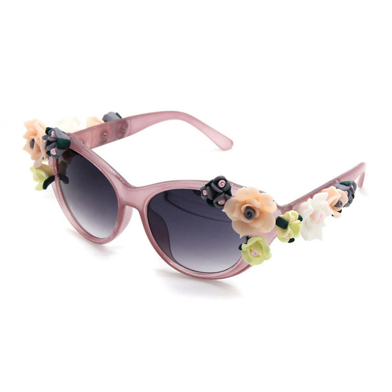 2017 New Fashion Baroque Women Girls Flower Sunglasses Retro Brand Sexy Gems Sunglasses Summer Beach Glasses ZM-12