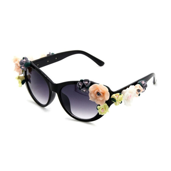 2017 New Fashion Baroque Women Girls Flower Sunglasses Retro Brand Sexy Gems Sunglasses Summer Beach Glasses ZM-12