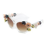 2017 New Fashion Baroque Women Girls Flower Sunglasses Retro Brand Sexy Gems Sunglasses Summer Beach Glasses ZM-12