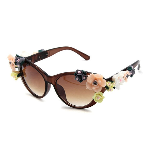 2017 New Fashion Baroque Women Girls Flower Sunglasses Retro Brand Sexy Gems Sunglasses Summer Beach Glasses ZM-12