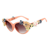 NICHOLAS Retro Rose Sunglasses Women Beach Holiday Baroque flowers Sun glasses Women Oculos De Sol Feminino Lunette Soleil