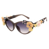 NICHOLAS Retro Rose Sunglasses Women Beach Holiday Baroque flowers Sun glasses Women Oculos De Sol Feminino Lunette Soleil