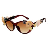 NICHOLAS Retro Rose Sunglasses Women Beach Holiday Baroque flowers Sun glasses Women Oculos De Sol Feminino Lunette Soleil