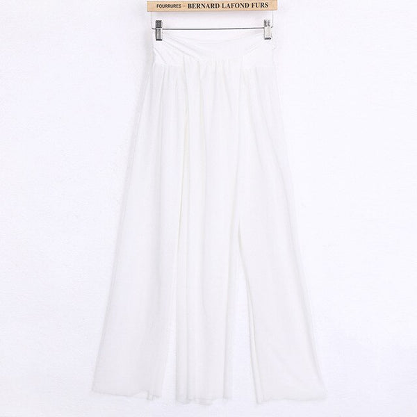 Fashion Women Summer Sexy Wrap Beach Bikini Cover Up Swimwear Sarong  Mesh Chiffon Slit Long Skirt
