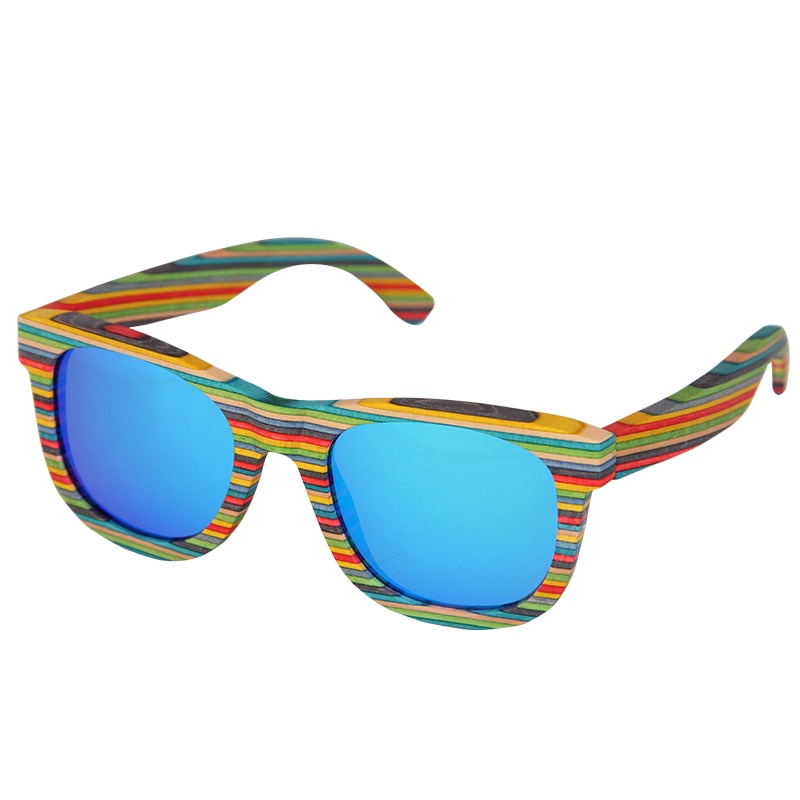 Retro Handmade Colored wooden frame sunglasses Polarized women men multicolor sun glasses Beach Anti-UV eyeglasses for Driving