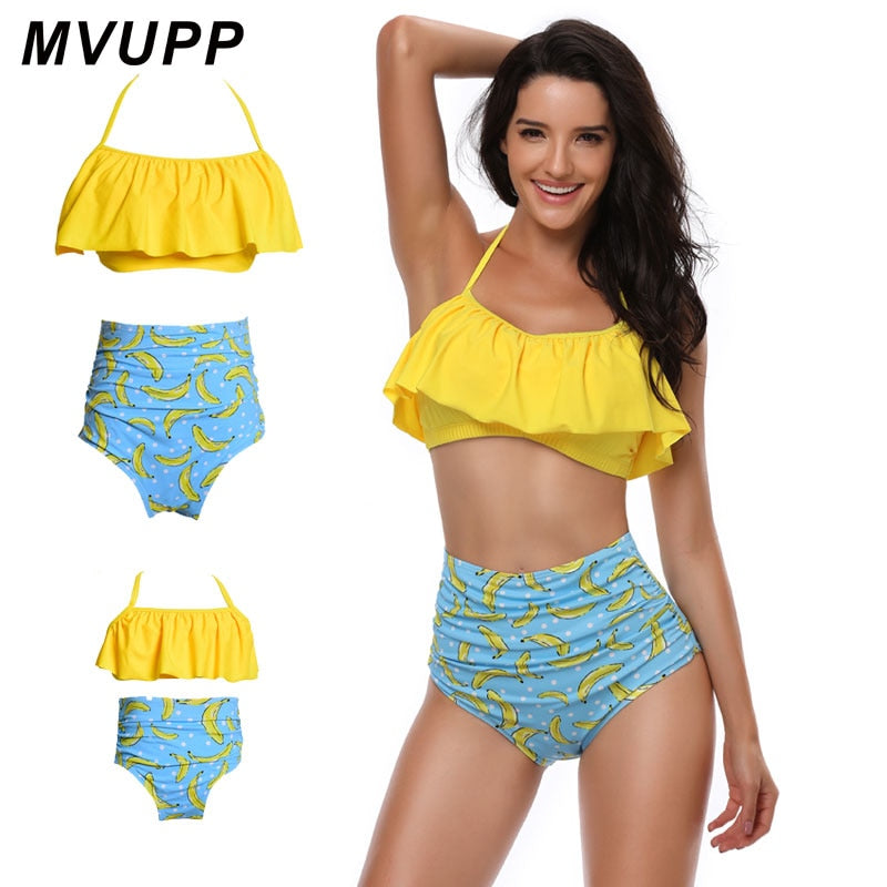 mother and daughter swimsuit mommy me swimwear bikini family look Summer matching clothes outfits mom mum dresses women sister
