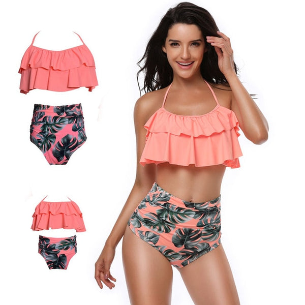 mother and daughter swimsuit mommy me swimwear bikini family look Summer matching clothes outfits mom mum dresses women sister