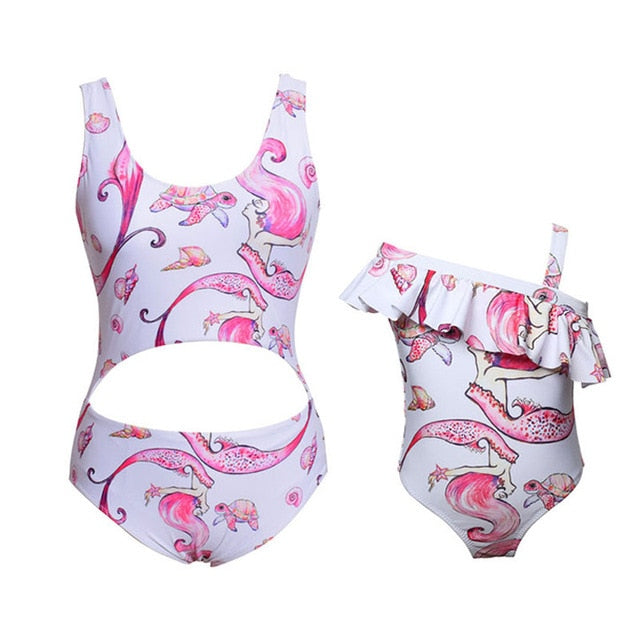 mother and daughter swimsuit mommy me swimwear bikini family look Summer matching clothes outfits mom mum dresses women sister