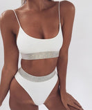 2018 Sexy Bikini Swimwear Women Swimsuit Brazilian Bikini Set Green Print Halter Top Beach wear Bathing Suits S-XL