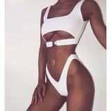 2018 Sexy Bikini Swimwear Women Swimsuit Brazilian Bikini Set Green Print Halter Top Beach wear Bathing Suits S-XL