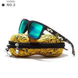 Kdeam Mens Sunglasses Polarized Women Brand Designer Square Sun Glasses Mirrored Beach Oculos De Sol for Vacation With Hard Case