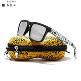 Kdeam Mens Sunglasses Polarized Women Brand Designer Square Sun Glasses Mirrored Beach Oculos De Sol for Vacation With Hard Case