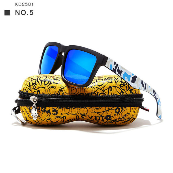 Kdeam Mens Sunglasses Polarized Women Brand Designer Square Sun Glasses Mirrored Beach Oculos De Sol for Vacation With Hard Case