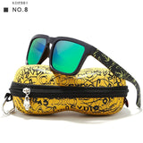 Kdeam Mens Sunglasses Polarized Women Brand Designer Square Sun Glasses Mirrored Beach Oculos De Sol for Vacation With Hard Case