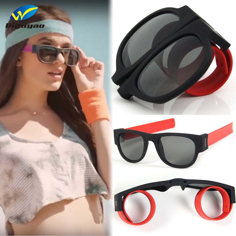 DIGUYAO Modern Protable Wrist Polarized Sunglasses Men Women 2018 New Clap Ring Foldable Outdoor Cool Slap Beach Sun Glasses