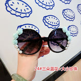 18 design Summer Sunglasses Women Sweet Flower with Rhinestone Round Sun glasses Vintage Retro Glasses For Beach Ladies Shades