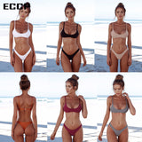 ECCP 2018 New Sexy Bikinis Women Swimsuit Summer Beach Wear Push Up Swimwear Female Bikini Set Halter Top Bathing Suits Swim XXL