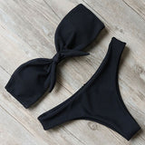 Solid Bandeau Bikini Set 2018 Sexy Swimsuit Women Bikini Brazilian Thong Swimwear Female Halter top Bathing Suit Swimming Wear