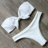 Solid Bandeau Bikini Set 2018 Sexy Swimsuit Women Bikini Brazilian Thong Swimwear Female Halter top Bathing Suit Swimming Wear