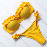 Solid Bandeau Bikini Set 2018 Sexy Swimsuit Women Bikini Brazilian Thong Swimwear Female Halter top Bathing Suit Swimming Wear