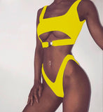 2018 Sexy Bikini Swimwear Women Swimsuit Brazilian Bikini Set Green Print Halter Top Beach wear Bathing Suits S-XL