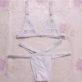 2019 Women's Sexy e Mesh Bikini Set Lace Hollow Out Tops Bandage Swimsuit Swimwear Sexy Mini String Thong