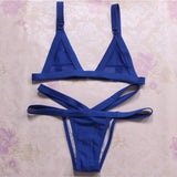 2019 Women's Sexy e Mesh Bikini Set Lace Hollow Out Tops Bandage Swimsuit Swimwear Sexy Mini String Thong