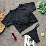 Knot crop top bikini 2019 Leopard swimwear women bathers Yellow brazilian swimsuit female T-shirt thong bikini sexy swimming new