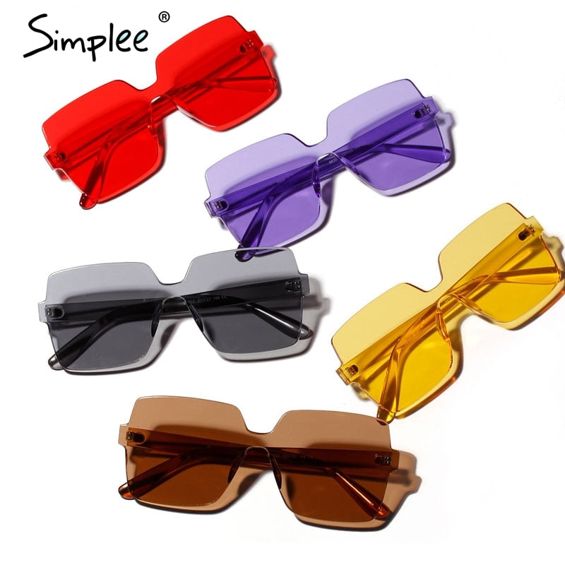 Simplee Fashion solid luxury brand square sunglasses Vintage sunglasses women summer beach accessories sun glasses UV400 2019
