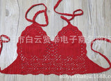 Summer Sexy crochet bikini Crop Tops Beachwear Hollow Out Bikini Bra Strap vest Hanging Halter Tank Vest women's cropped