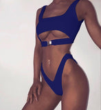 2018 Sexy Bikini Swimwear Women Swimsuit Brazilian Bikini Set Green Print Halter Top Beach wear Bathing Suits S-XL