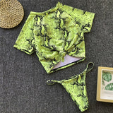 Knot crop top bikini 2019 Leopard swimwear women bathers Yellow brazilian swimsuit female T-shirt thong bikini sexy swimming new