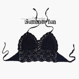 2019 Women Summer Short Vest Sexy Hollow Out V Neck Plain White Lace Sleeveless Crop Tops Crochet Bikini Tank Tops Shirt D0209