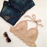2019 Women Summer Short Vest Sexy Hollow Out V Neck Plain White Lace Sleeveless Crop Tops Crochet Bikini Tank Tops Shirt D0209
