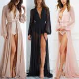 Women Solid Chiffon Kimono Summer Holiday Beach Cardigan Bikini Cover Up Wrap Beachwear Loose Long Dress