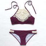 CUPSHE Dark Blue Halter Bikini Set Women Cutout Backless Crop Top Two Pieces Swimwear 2019 Girl Beach Bathing Suits Swimsuits