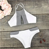 CUPSHE Dark Blue Halter Bikini Set Women Cutout Backless Crop Top Two Pieces Swimwear 2019 Girl Beach Bathing Suits Swimsuits