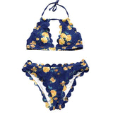 CUPSHE Dark Blue Halter Bikini Set Women Cutout Backless Crop Top Two Pieces Swimwear 2019 Girl Beach Bathing Suits Swimsuits
