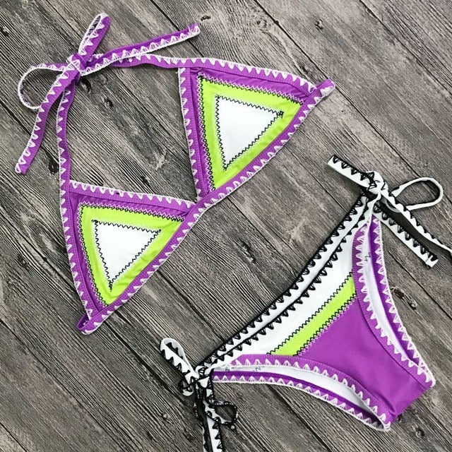 2019 New Sexy Bikinis Women Swimwear Push Up Swimsuit Halter Top Biquini Padded Bathing Suit Bandage Brazilian Bikini Set