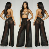 2019 Newest Plus Size Women Mesh Sheer Bikini Cover Up Long Pant Trousers Beach Swimwear